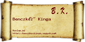 Benczkó Kinga névjegykártya