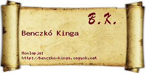 Benczkó Kinga névjegykártya